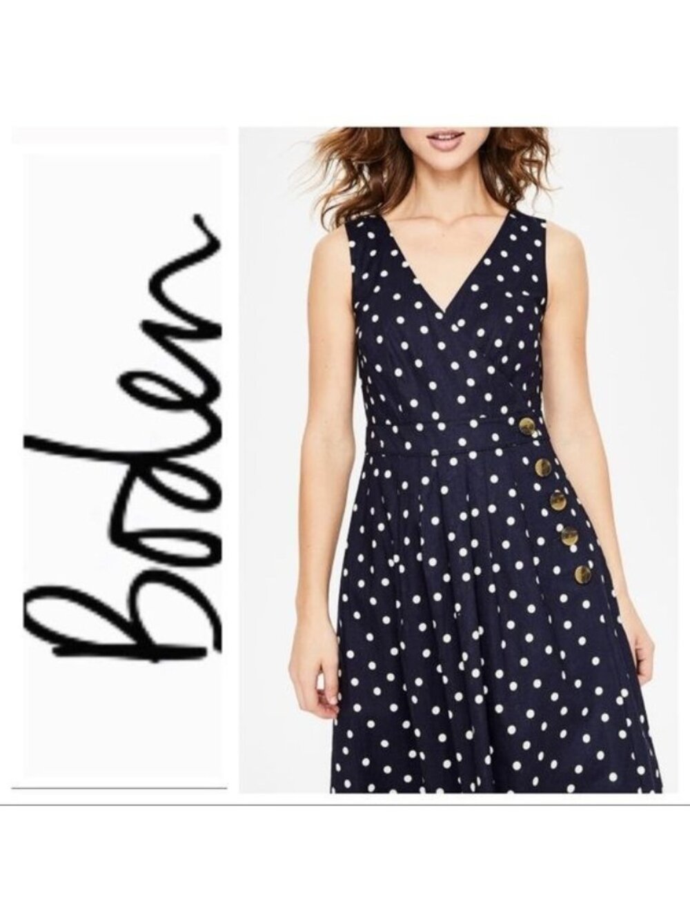 🆕 BODEN Arwen Polka Dot Wrap Linen Blend Dress 2